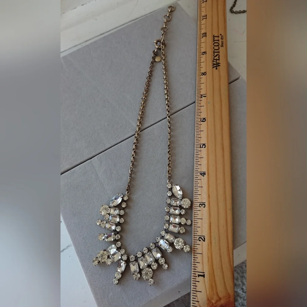 J. Crew bronze metal and rhinestones statement necklace